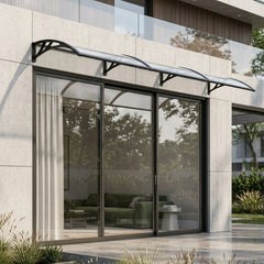 Copertină PREMIUM 360x80 cm, placă 6 mm dintr-o bucată – Negru/Transparent - MAPROFI