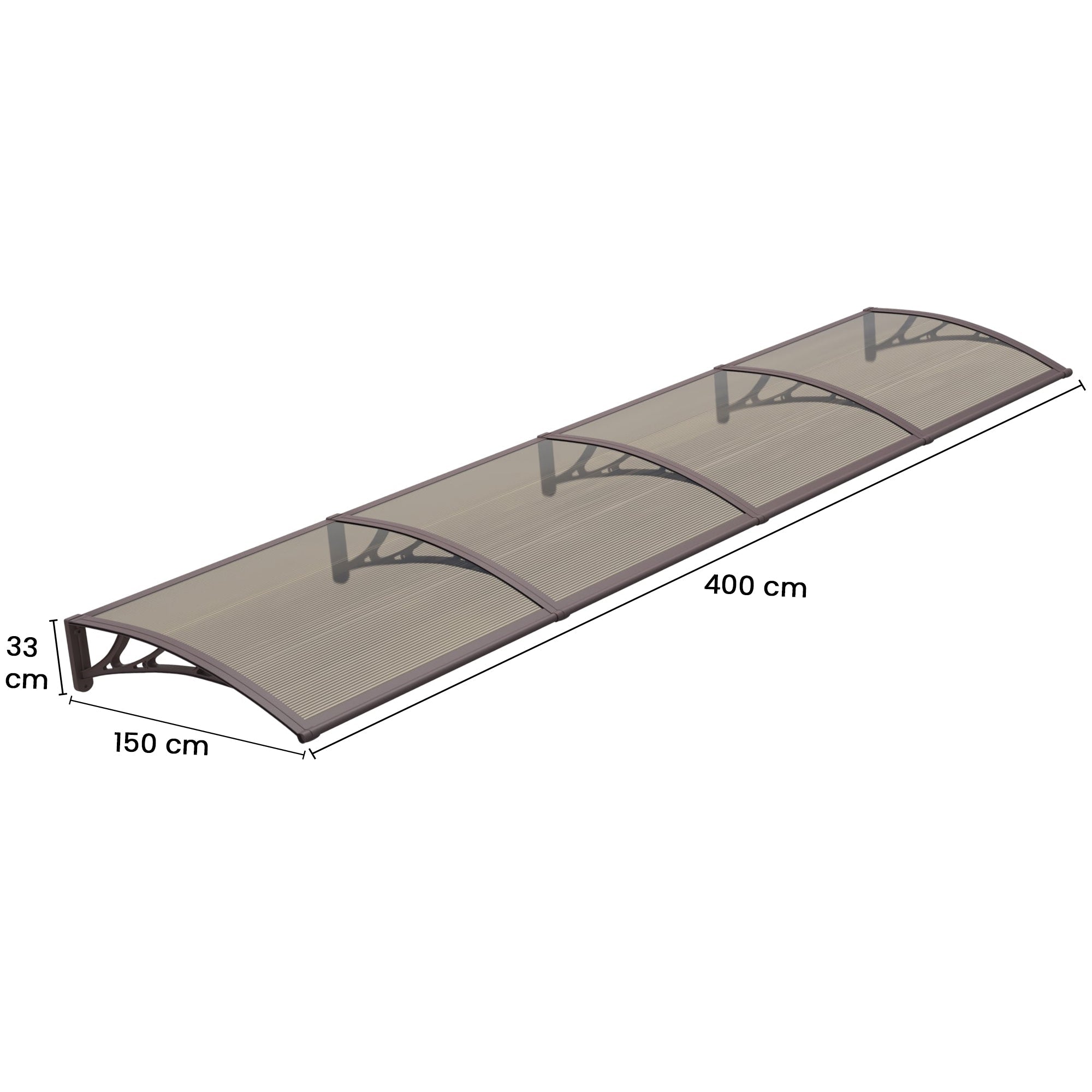 Copertină PREMIUM 400x150 cm, placă 6 mm dintr-o bucată – Maro/Bronz - MAPROFI