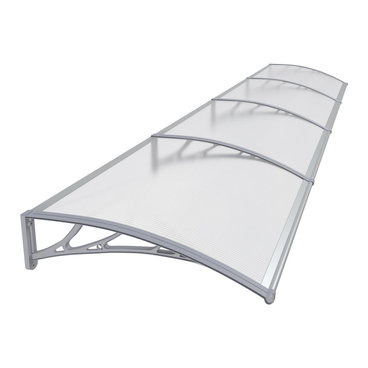 Copertină PREMIUM 400x80 cm, placă 6 mm dintr-o bucată – Gri/Transparent - MAPROFI
