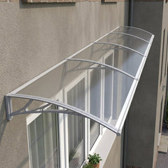 Copertină PREMIUM 400x80 cm, placă 6 mm dintr-o bucată – Gri/Transparent - MAPROFI