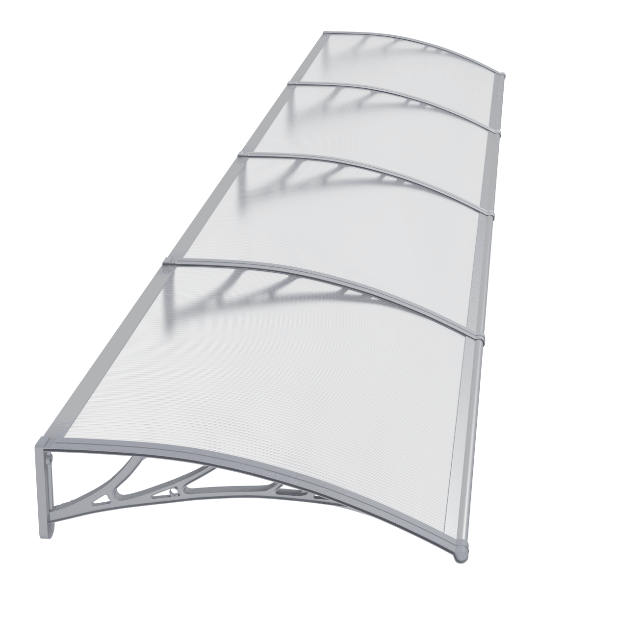 Copertină PREMIUM 400x80 cm, placă 6 mm dintr-o bucată – Gri/Transparent - MAPROFI