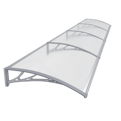 Copertină PREMIUM 400x80 cm, placă 6 mm dintr-o bucată – Gri/Transparent - MAPROFI