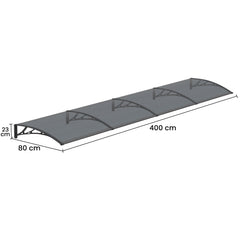 Copertină PREMIUM 400x80 cm, placă 6 mm dintr-o bucată – Negru/Antracit - MAPROFI