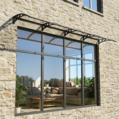 Copertină PREMIUM 400x80 cm, placă 6 mm dintr-o bucată – Negru/Transparent - MAPROFI