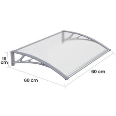 Copertină PREMIUM 60x60 cm, placă 6 mm dintr-o bucată – Gri/Transparent - MAPROFI