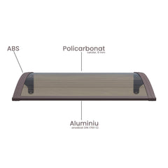 Copertină PREMIUM 80x80 cm, placă 6 mm dintr-o bucată – Maro/Bronz - MAPROFI
