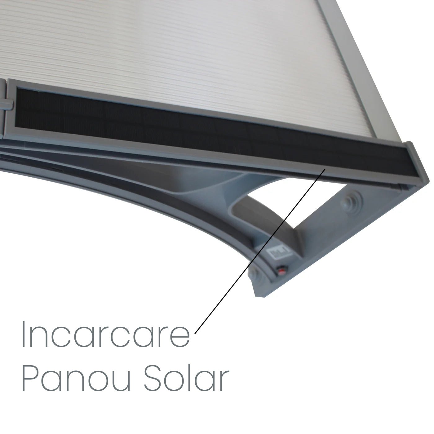Copertină PREMIUM LUMI 120x100 cm cu senzor și panou solar – Gri/Transparent - MAPROFI