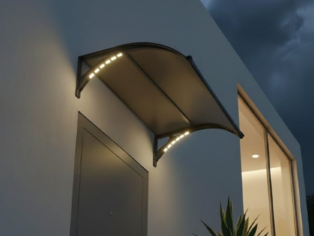 Copertină PREMIUM LUMI 300x100 cm cu senzor și panou solar – Negru/Antracit - MAPROFI