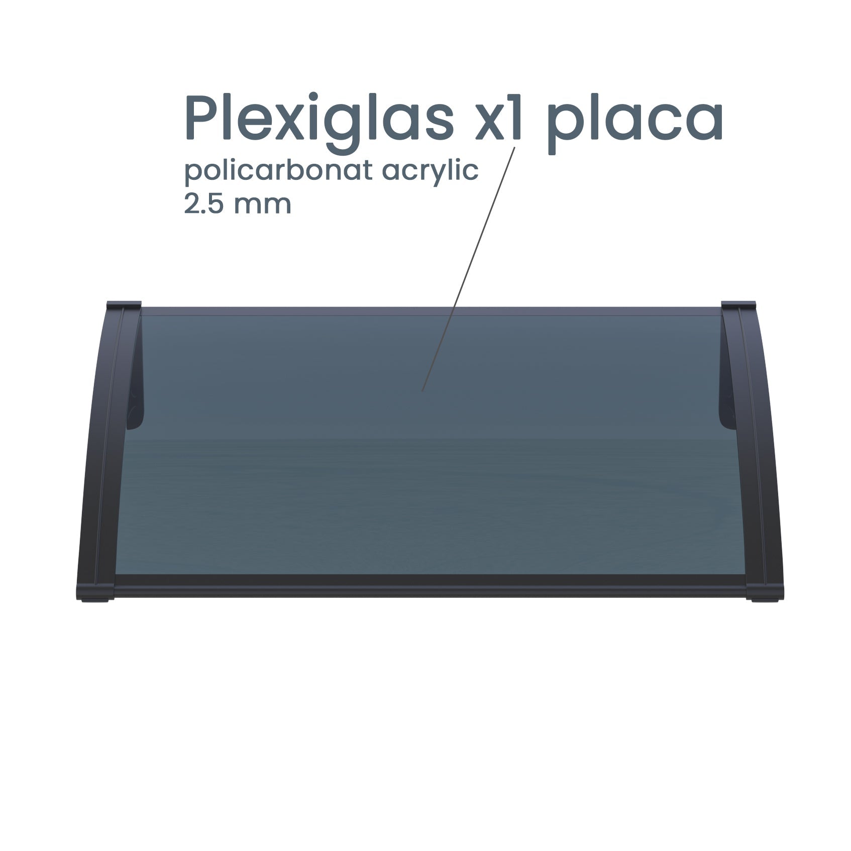 Copertină PRO 100x100 cm din aluminiu și plexiglas – Negru/Antracit - MAPROFI