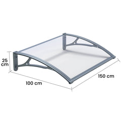 Copertină PRO 150x100 cm din aluminiu și plexiglas – Gri/Transparent - MAPROFI