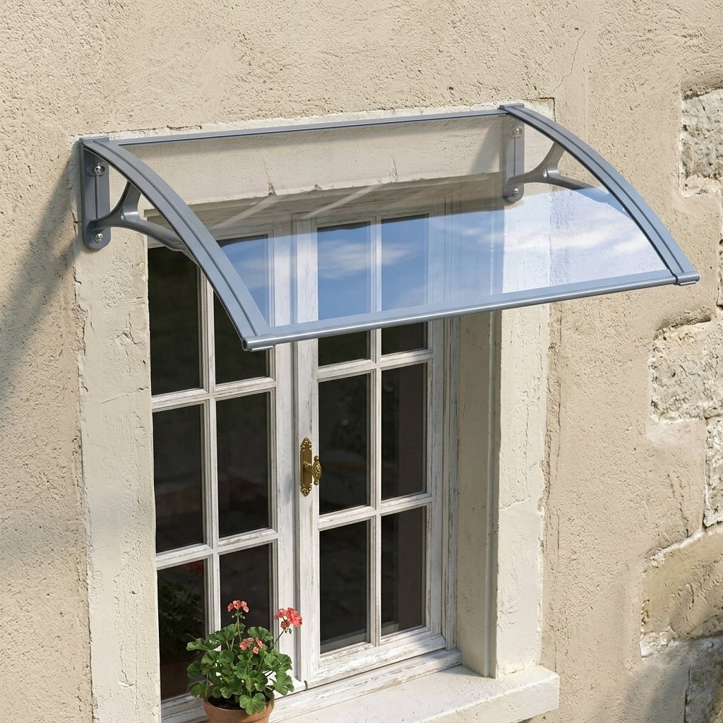 Copertină PRO 150x100 cm din aluminiu și plexiglas – Gri/Transparent - MAPROFI