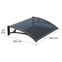Copertină PRO 150x100 cm din aluminiu și plexiglas – Negru/Antracit - MAPROFI