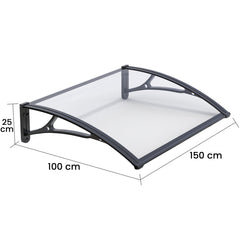 Copertină PRO 150x100 cm din aluminiu și plexiglas – Negru/Transparent - MAPROFI