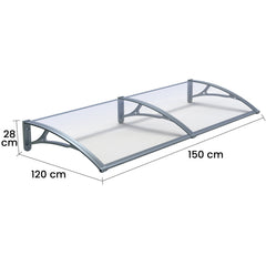 Copertină PRO 150x120 cm din aluminiu și plexiglas – Gri/Transparent - MAPROFI