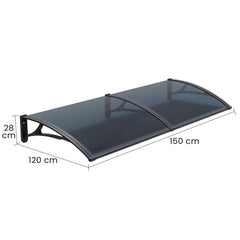 Copertină PRO 150x120 cm din aluminiu și plexiglas – Negru/Antracit - MAPROFI