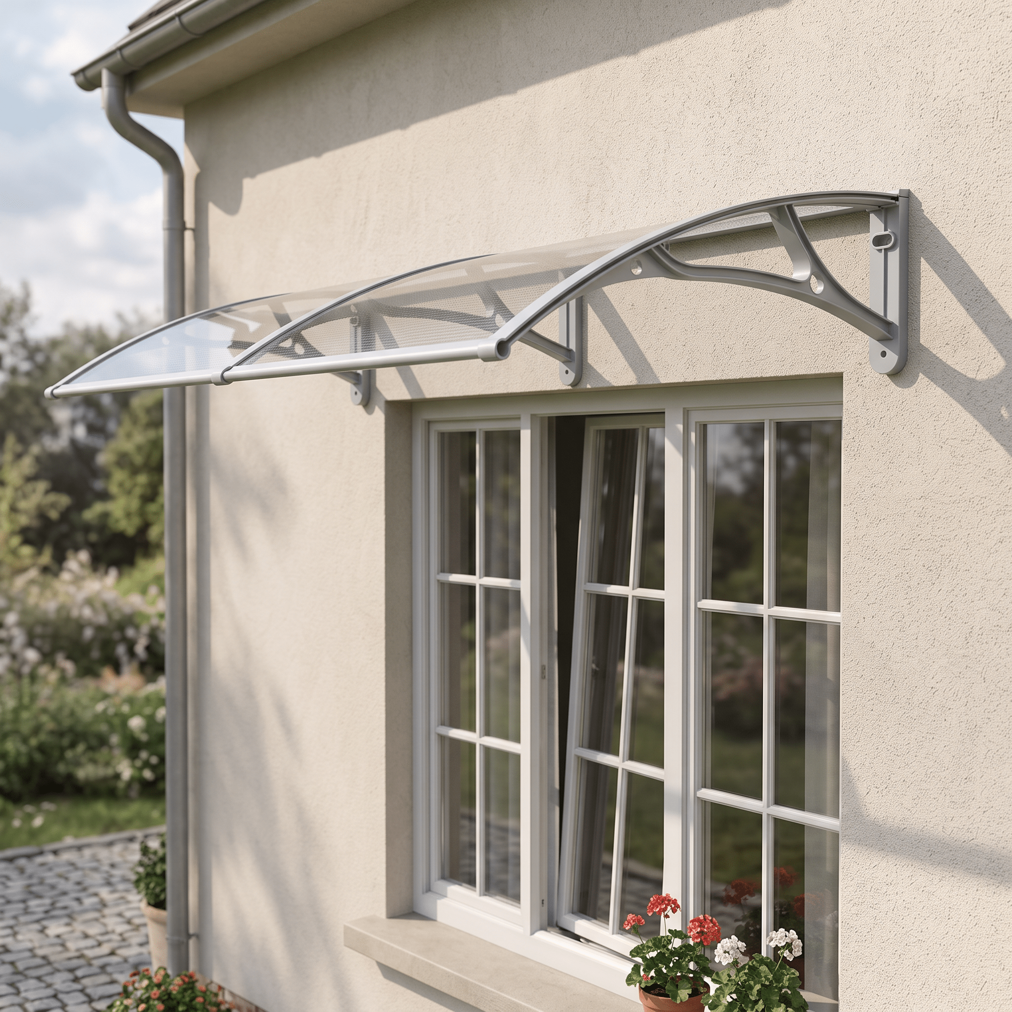 Copertină PRO 150x150 cm din aluminiu și plexiglas – Gri/Transparent - MAPROFI
