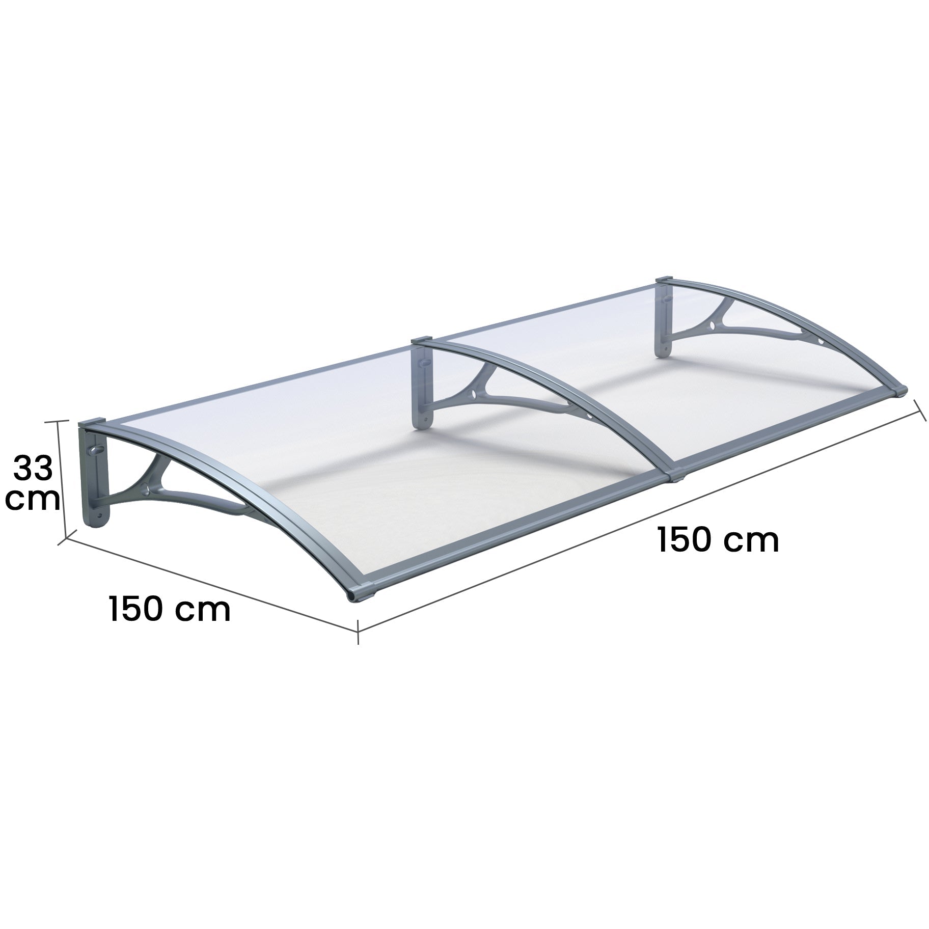 Copertină PRO 150x150 cm din aluminiu și plexiglas – Gri/Transparent - MAPROFI
