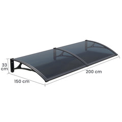 Copertină PRO 200x150 cm din aluminiu și plexiglas – Negru/Antracit - MAPROFI