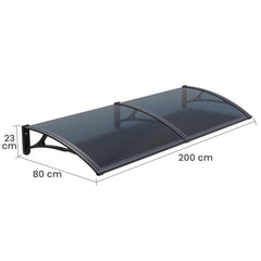 Copertină PRO 200x80 cm din aluminiu și plexiglas – Negru/Antracit - MAPROFI