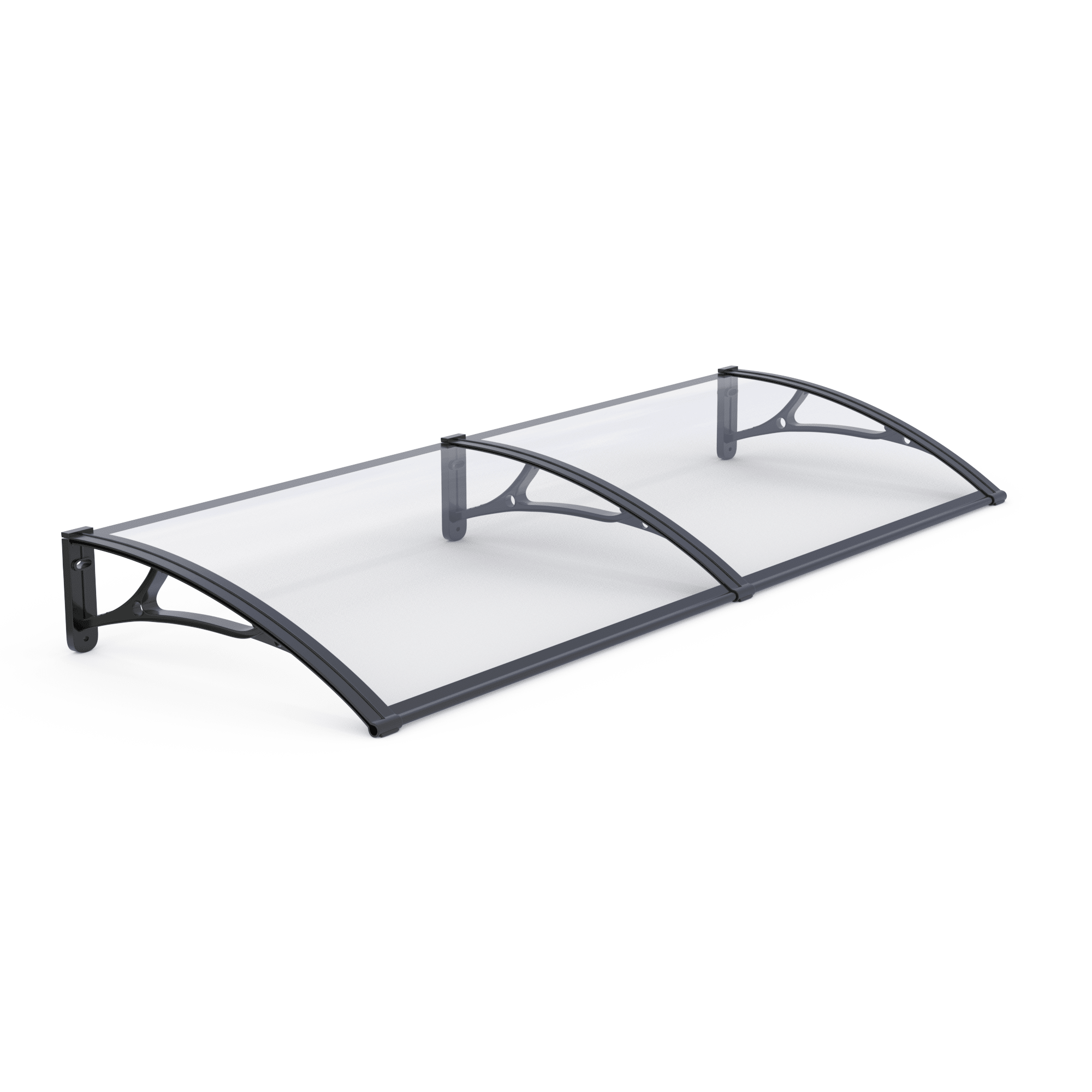 Copertină PRO 200x80 cm din aluminiu și plexiglas – Negru/Transparent - MAPROFI