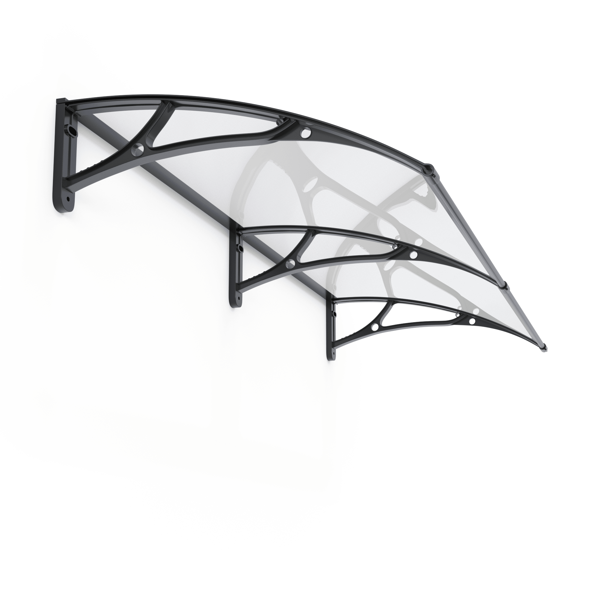 Copertină PRO 200x80 cm din aluminiu și plexiglas – Negru/Transparent - MAPROFI