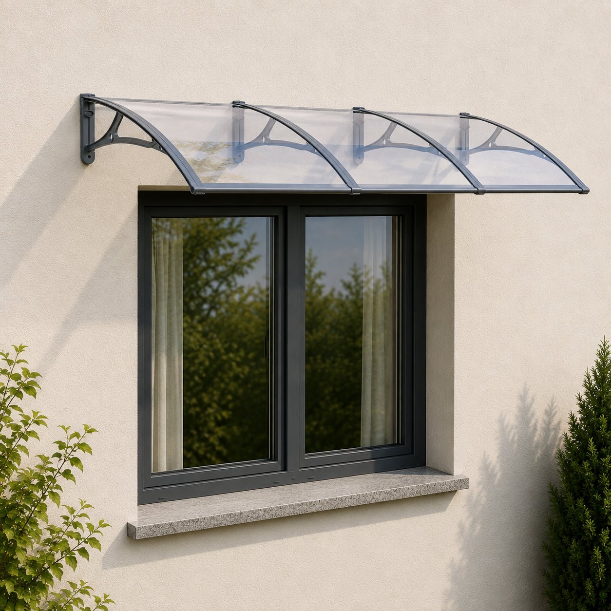 Copertină PRO 240x150 cm din aluminiu și plexiglas – Gri/Transparent - MAPROFI