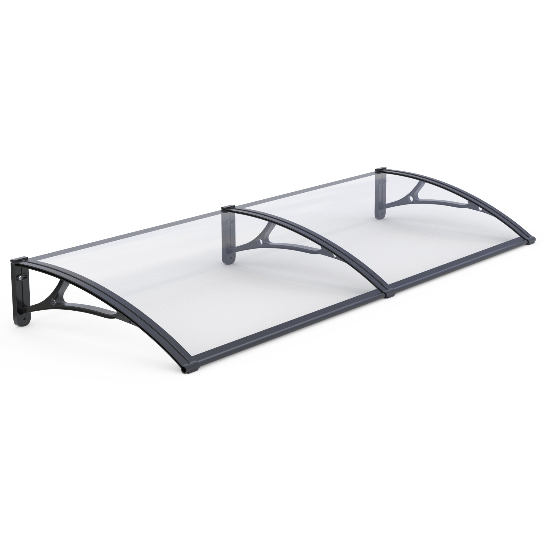 Copertină PRO 240x80 cm din aluminiu și plexiglas – Negru/Transparent - MAPROFI