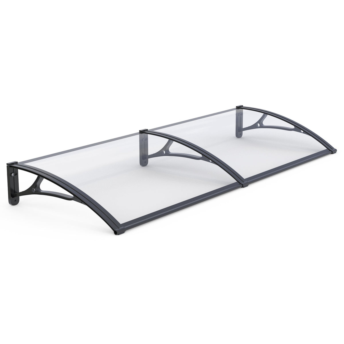 Copertină PRO 240x80 cm din aluminiu și plexiglas – Negru/Transparent - MAPROFI