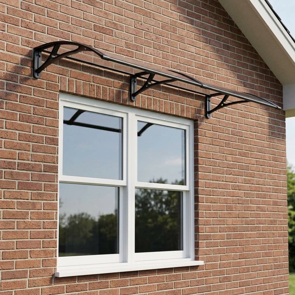 Copertină PRO 240x80 cm din aluminiu și plexiglas – Negru/Transparent - MAPROFI