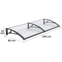 Copertină PRO 240x80 cm din aluminiu și plexiglas – Negru/Transparent - MAPROFI