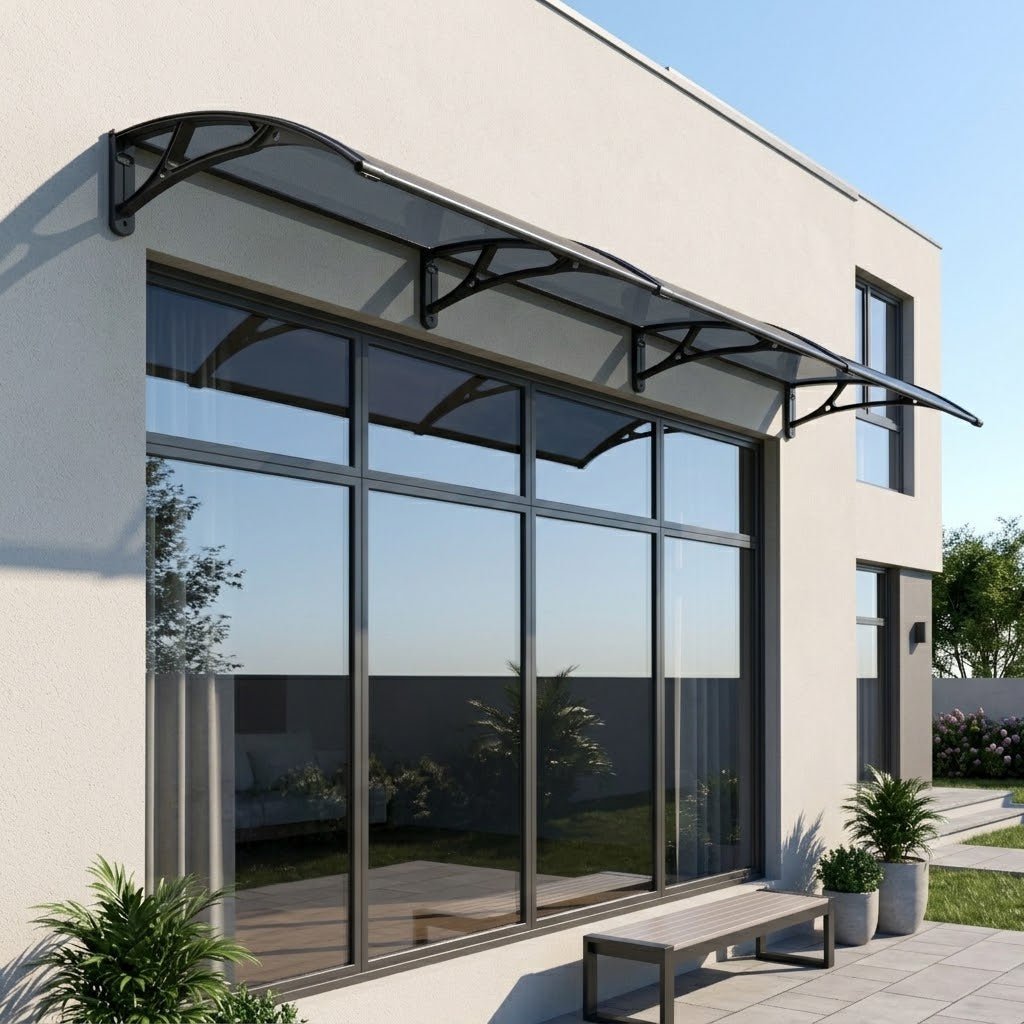 Copertină PRO 360x100 cm din aluminiu și plexiglas – Negru/Antracit - MAPROFI