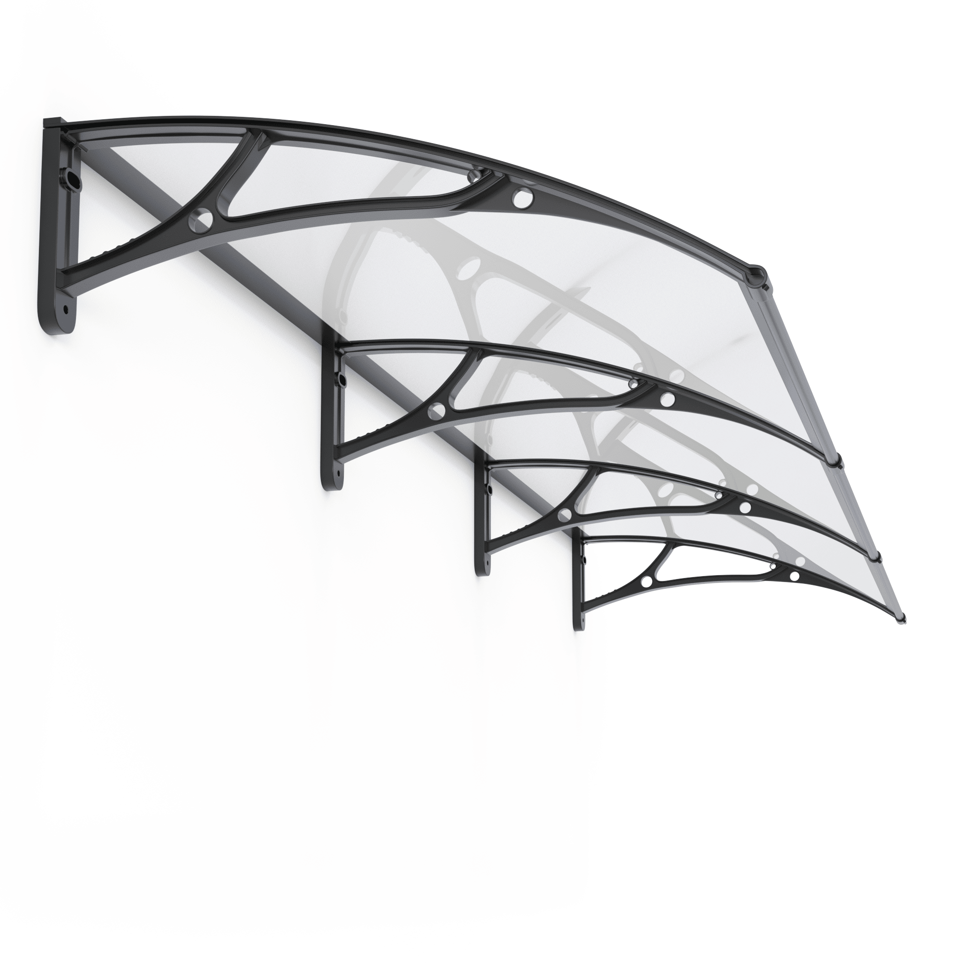 Copertină PRO 360x100 cm din aluminiu și plexiglas – Negru/Transparent - MAPROFI