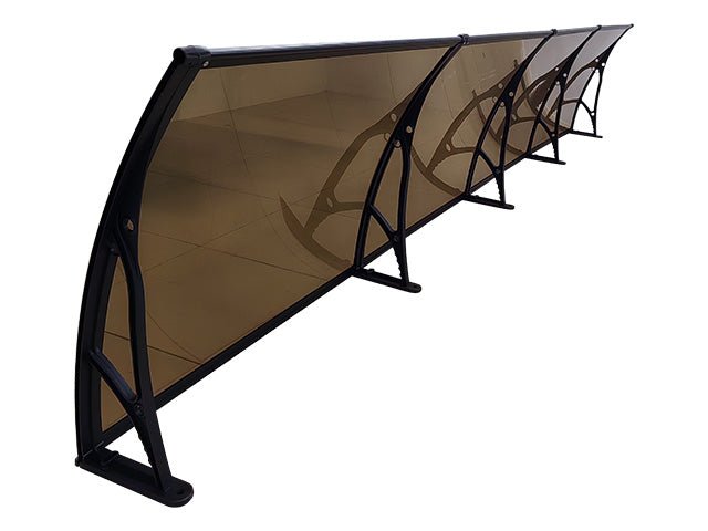 Copertină PRO 400x150 cm din aluminiu și plexiglas – Negru/Bronz - MAPROFI