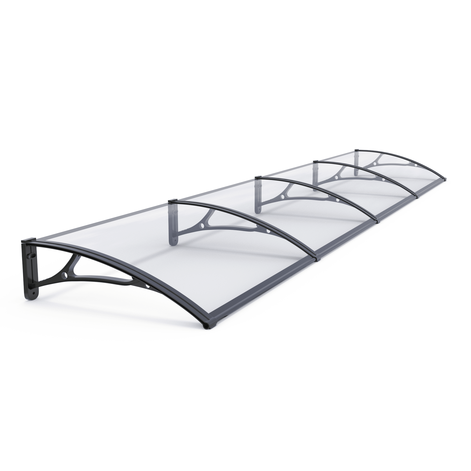 Copertină PRO 400x80 cm din aluminiu și plexiglas – Negru/Transparent - MAPROFI