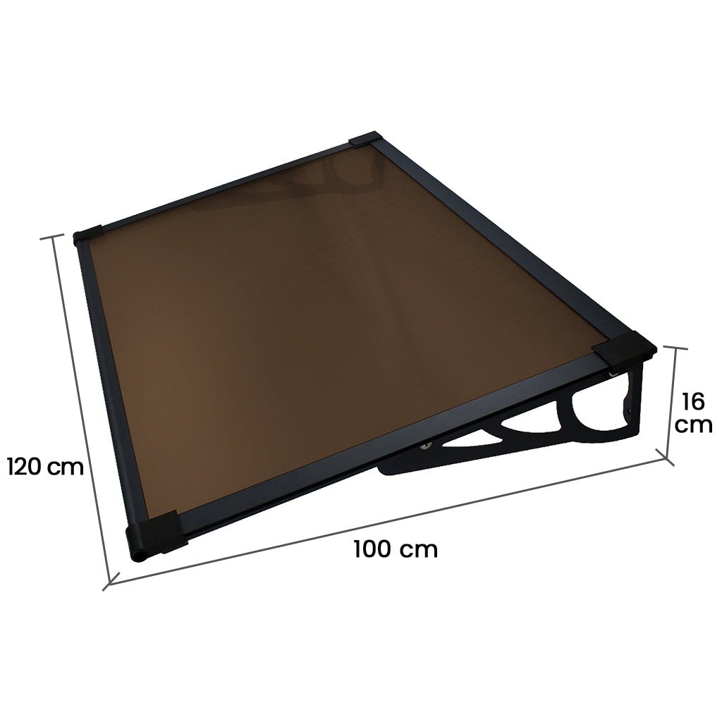 Copertina Usa / Geam MAX PRO 120x100 cm, Policarbonat 5.2 mm, Margini din Aluminiu, Suporturi din Otel Vopsit, Negru/Bronz - MAPROFI