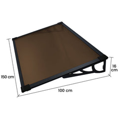 Copertina Usa / Geam MAX PRO 150x100 cm, Policarbonat 5.2 mm, Margini din Aluminiu, Suporturi din Otel Vopsit, Negru/Bronz - MAPROFI