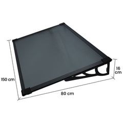 Copertina Usa / Geam MAX PRO 150x80 cm, Policarbonat 5.2 mm, Margini din Aluminiu, Suporturi din Otel Vopsit, Negru/Antracit - MAPROFI