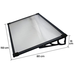 Copertina Usa / Geam MAX PRO 150x80 cm, Policarbonat 5.2 mm, Margini din Aluminiu, Suporturi din Otel Vopsit, Negru/Transparent - MAPROFI