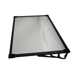 Copertina Usa / Geam MAX PRO 150x80 cm, Policarbonat 5.2 mm, Margini din Aluminiu, Suporturi din Otel Vopsit, Negru/Transparent - MAPROFI