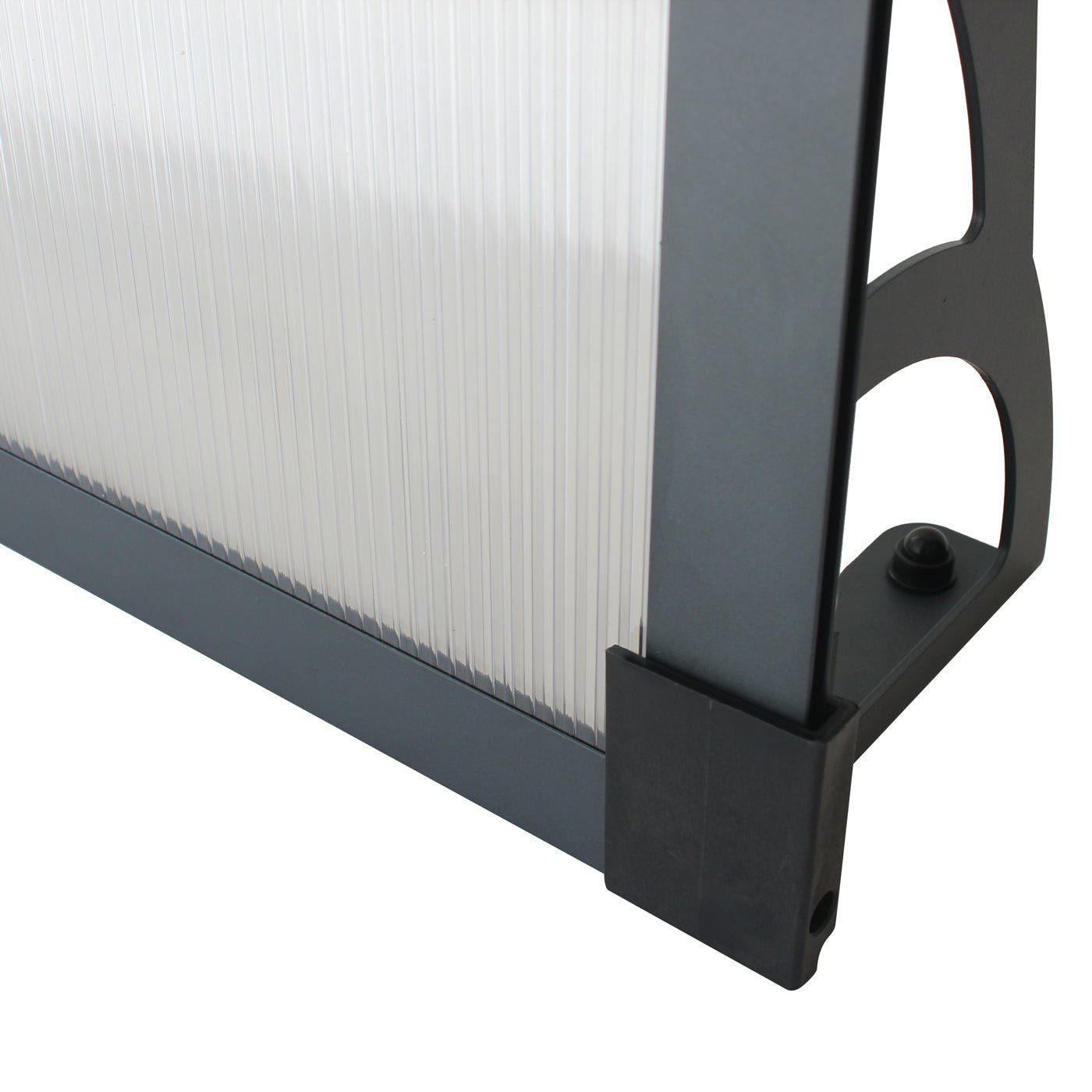 Copertina Usa / Geam MAX PRO 150x80 cm, Policarbonat 5.2 mm, Margini din Aluminiu, Suporturi din Otel Vopsit, Negru/Transparent - MAPROFI