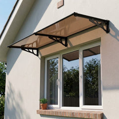 Copertina Usa / Geam MAX PRO 240x80 cm, Policarbonat 5.2 mm, Margini din Aluminiu, Suporturi din Otel Vopsit, Negru/Bronz - MAPROFI