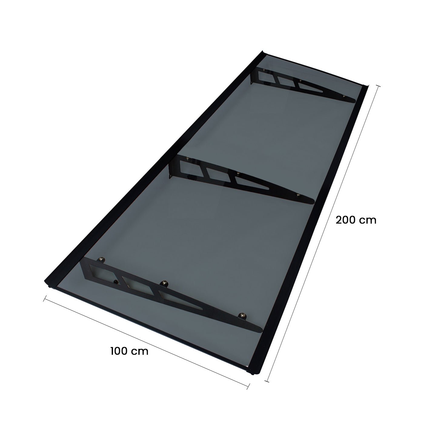 Copertină VIVIEN PRO 200x100 cm din aluminiu și plexiglas – Negru/Antracit - MAPROFI