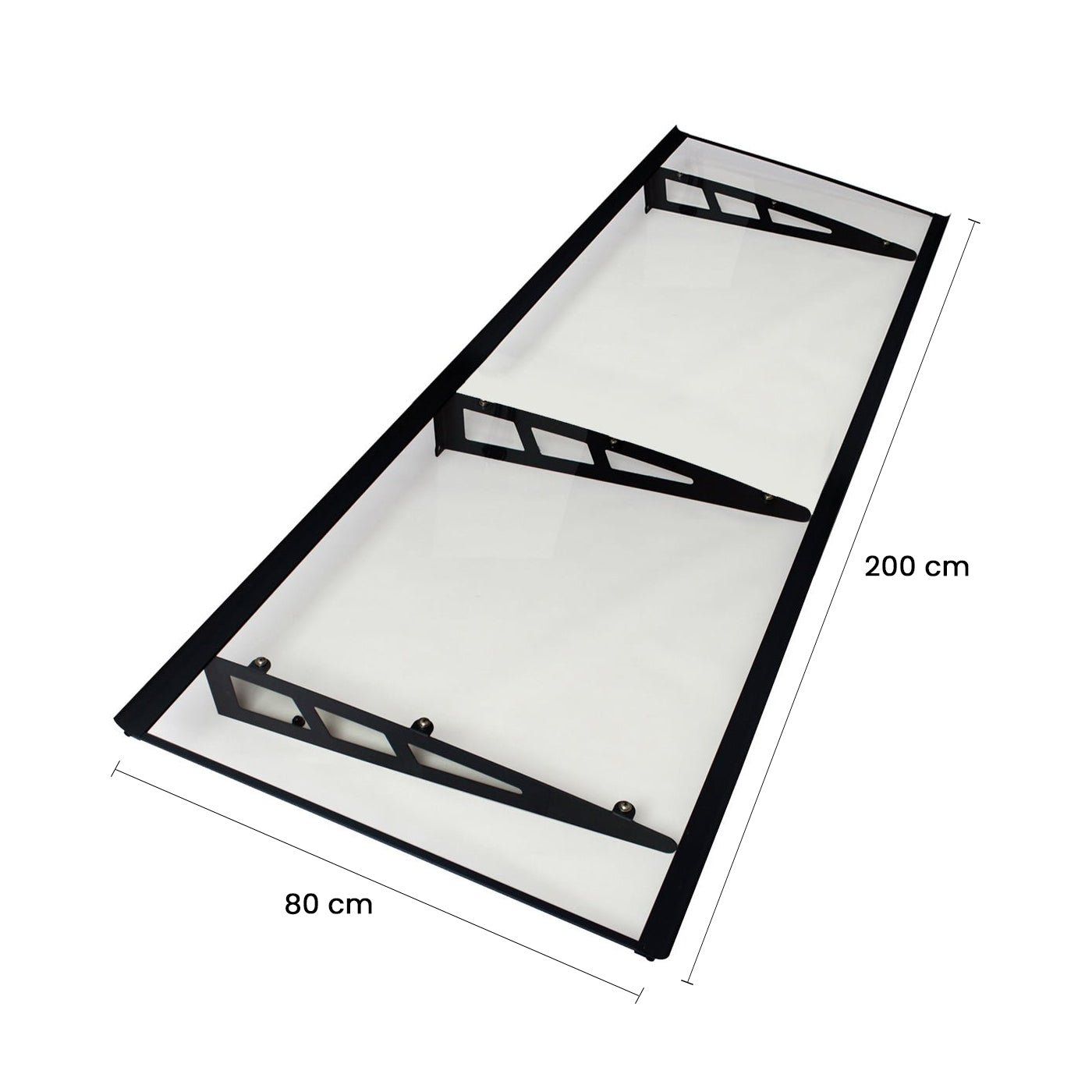 Copertină VIVIEN PRO 200x80 cm din aluminiu și plexiglas – Negru/Transparent - MAPROFI