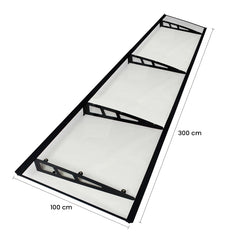 Copertină VIVIEN PRO 300x100 cm din aluminiu și plexiglas – Negru/Transparent - MAPROFI