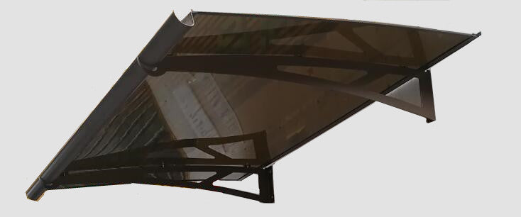 Copertină NEO PRO Otel+ALU cu Jgheab+Plexiglas de ușă 120x100cm marchiză adăpost acoperiș negru-bronz