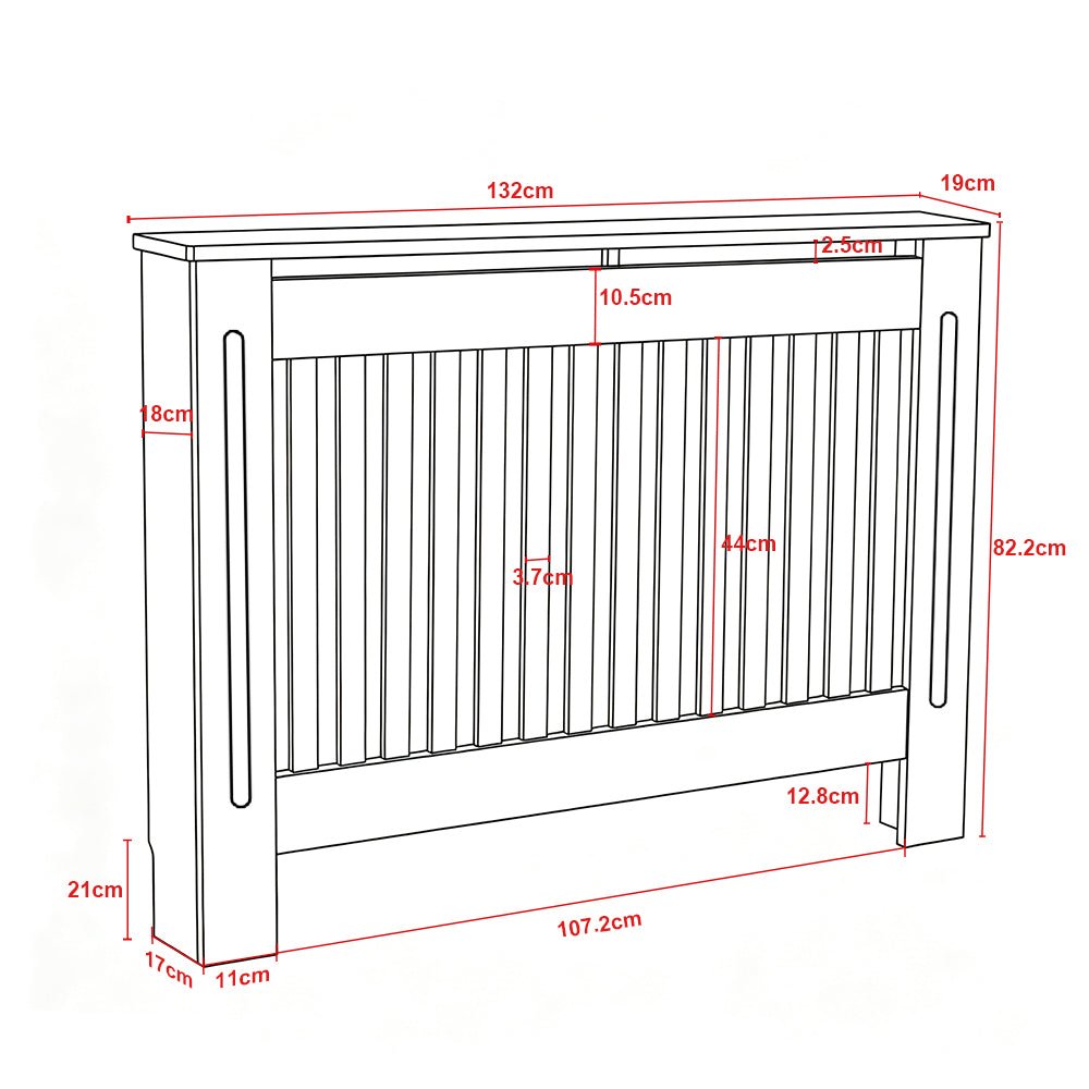 Mască calorifer ECO L 132 cm, MDF cu lamele verticale – Gri lucios - MAPROFI
