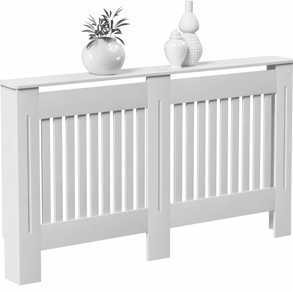 Mască calorifer L 152 cm, MDF cu lamele verticale – Alb lucios - MAPROFI