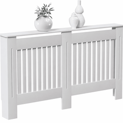 Mască calorifer L 152 cm, MDF cu lamele verticale – Alb lucios - MAPROFI