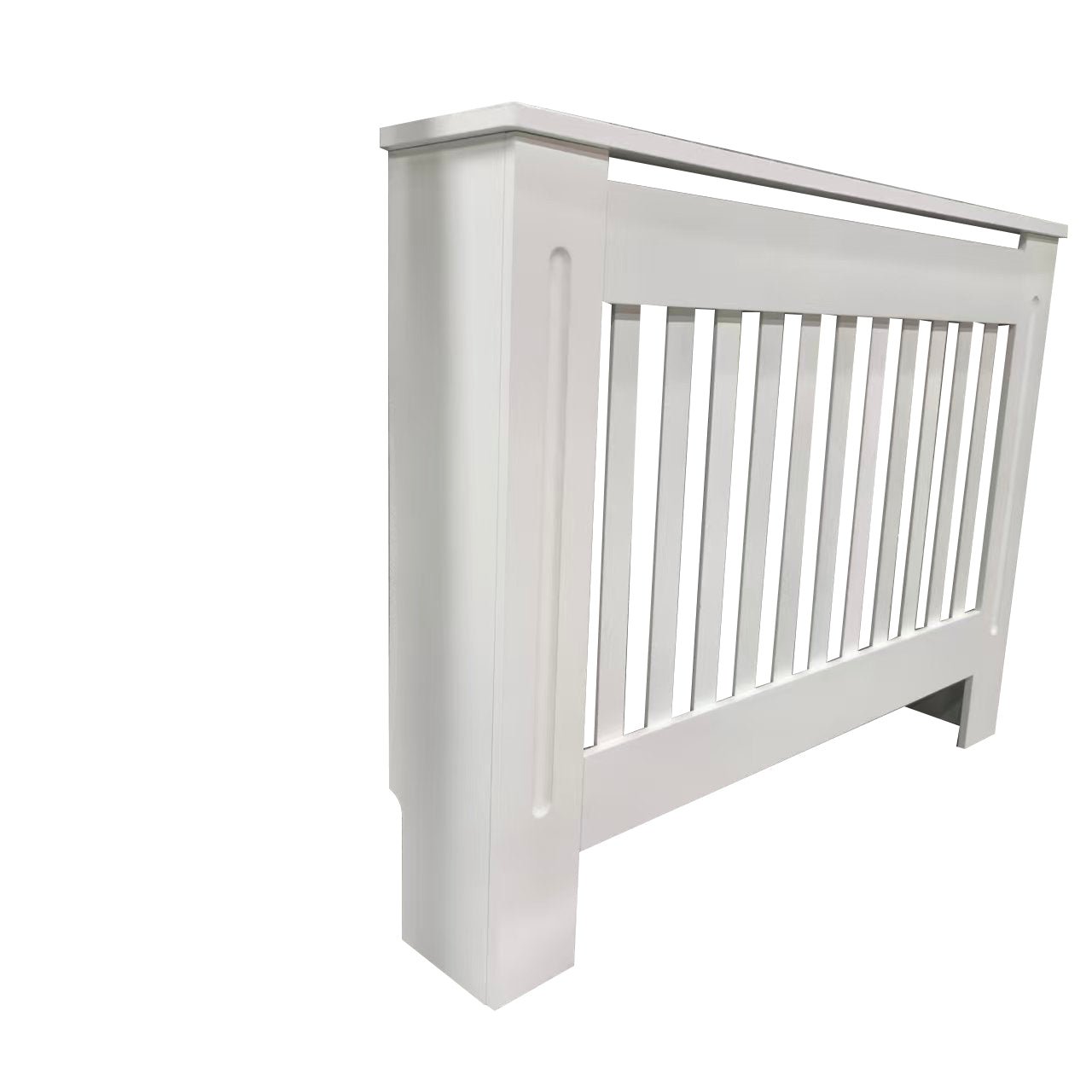 Mască calorifer M 112 cm, MDF cu lamele verticale – Alb lucios - MAPROFI