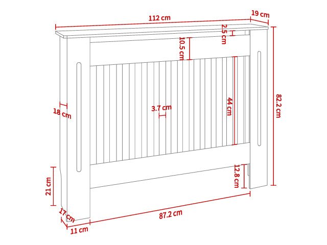 Mască calorifer M 112 cm, MDF cu lamele verticale – Alb lucios - MAPROFI